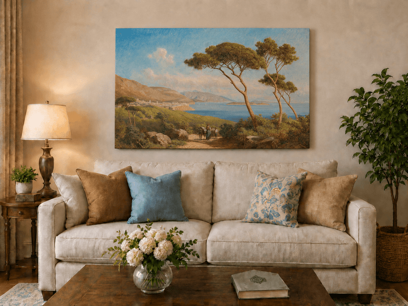 Landscape Oil Painting - Mediterranean Coastal Path Pine Trees