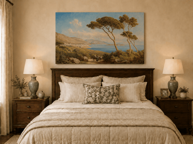 Landscape Oil Painting - Mediterranean Coastal Path Pine Trees