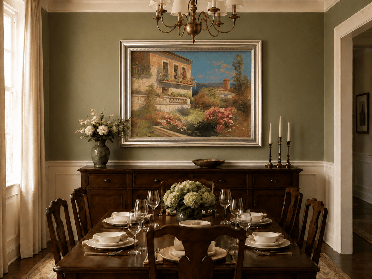 Landscape Oil Painting - Mediterranean Garden Balcony