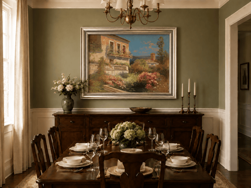 Landscape Oil Painting - Mediterranean Garden Balcony