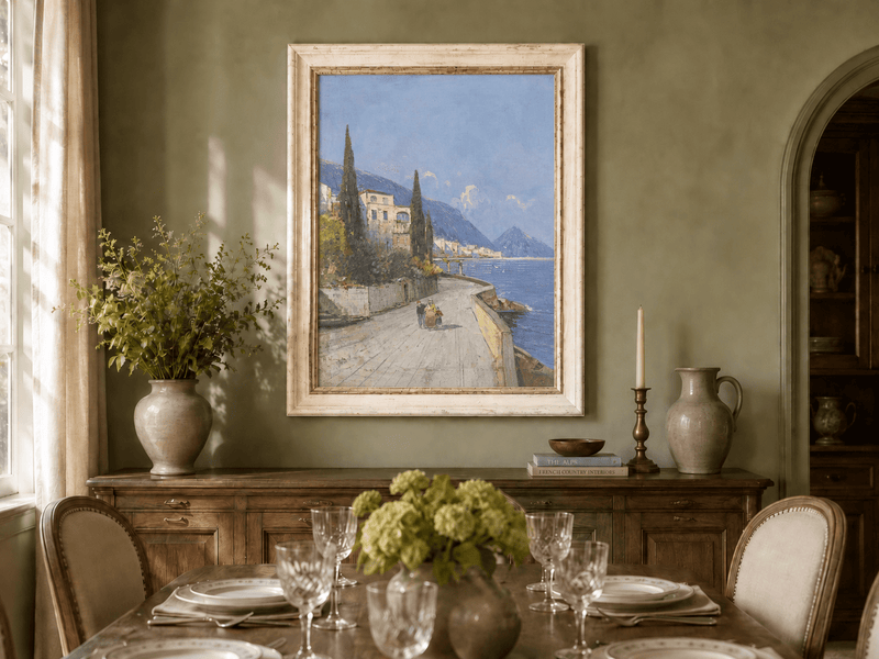 Peinture à l'huile de paysage - Rivière printanière avec pêcheur et arbres