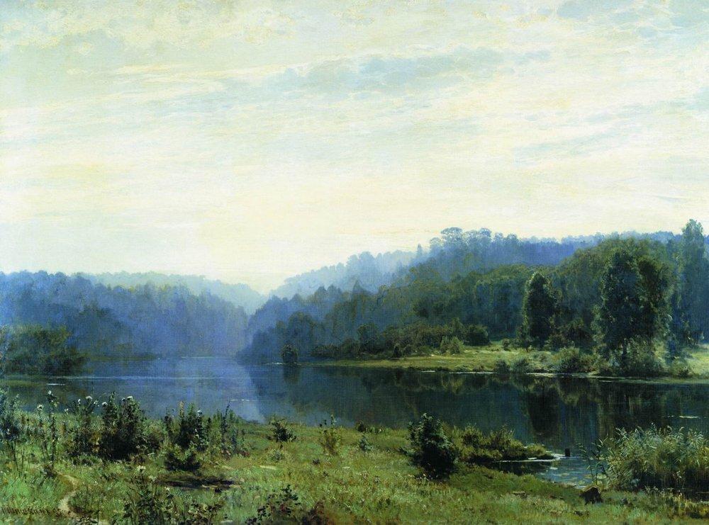 Landscape Oil Painting - Misty Lake and Forest Scene Wall Art - Oil Painting Haven