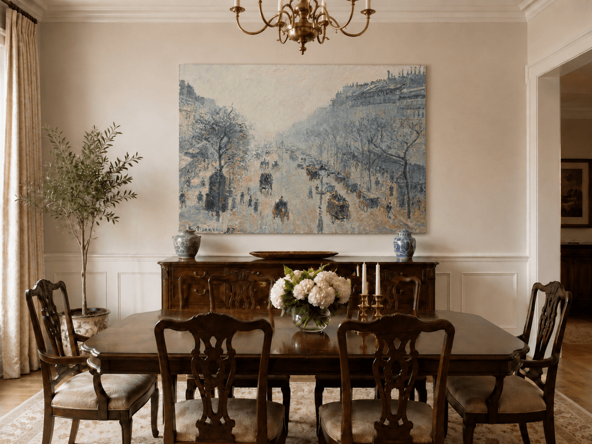 Peinture à l'huile de paysage - Gouffre rocheux spectaculaire avec personnages