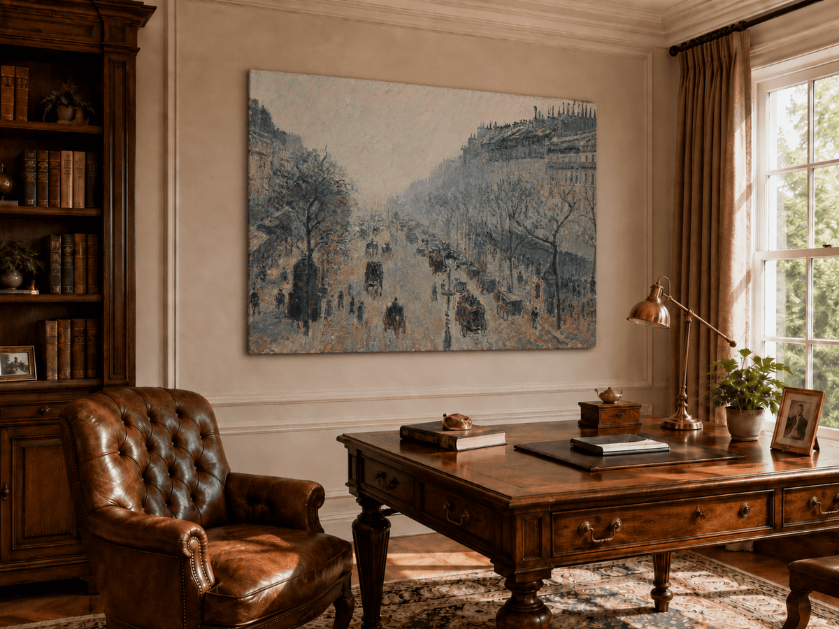Peinture à l'huile de paysage - Gouffre rocheux spectaculaire avec personnages