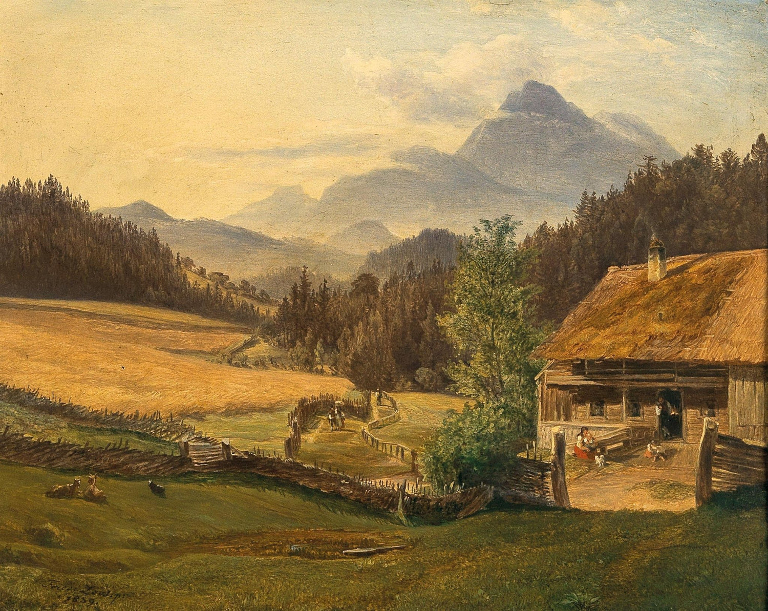 Landscape Oil Painting - Mountain Farmhouse in Summer Valley - Oil Painting Haven