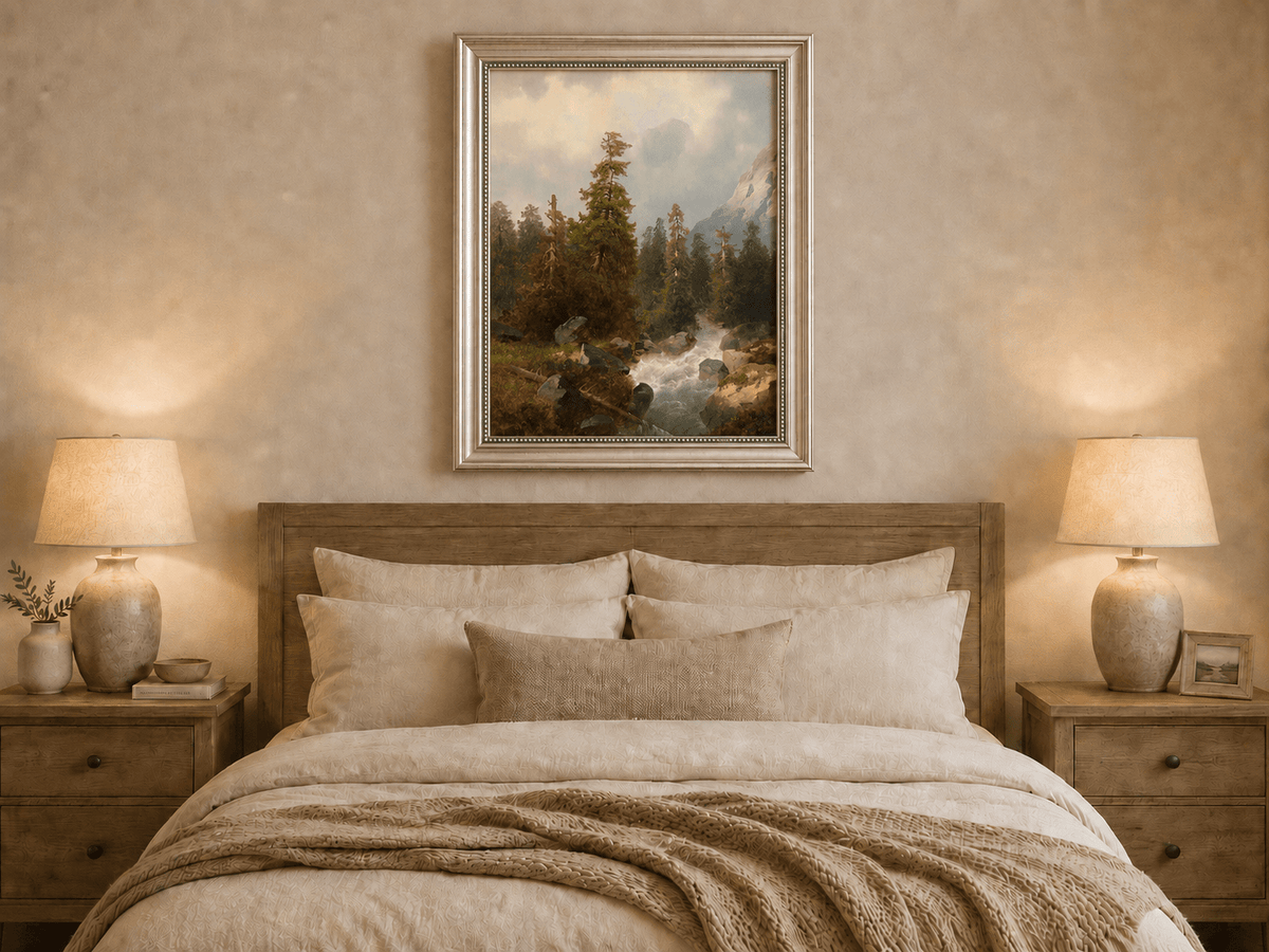 Landscape Oil Painting - Mountain Forest with Flowing Stream