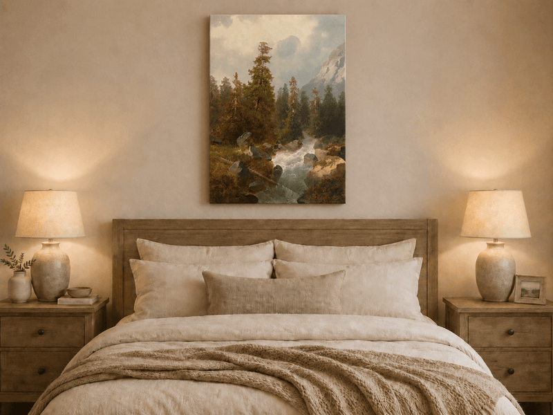 Landscape Oil Painting - Mountain Forest with Flowing Stream