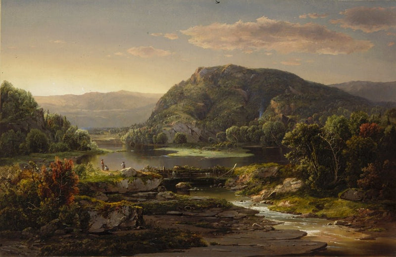 Landscape Oil Painting - Mountain Lake at Golden Sunset - Oil Painting Haven
