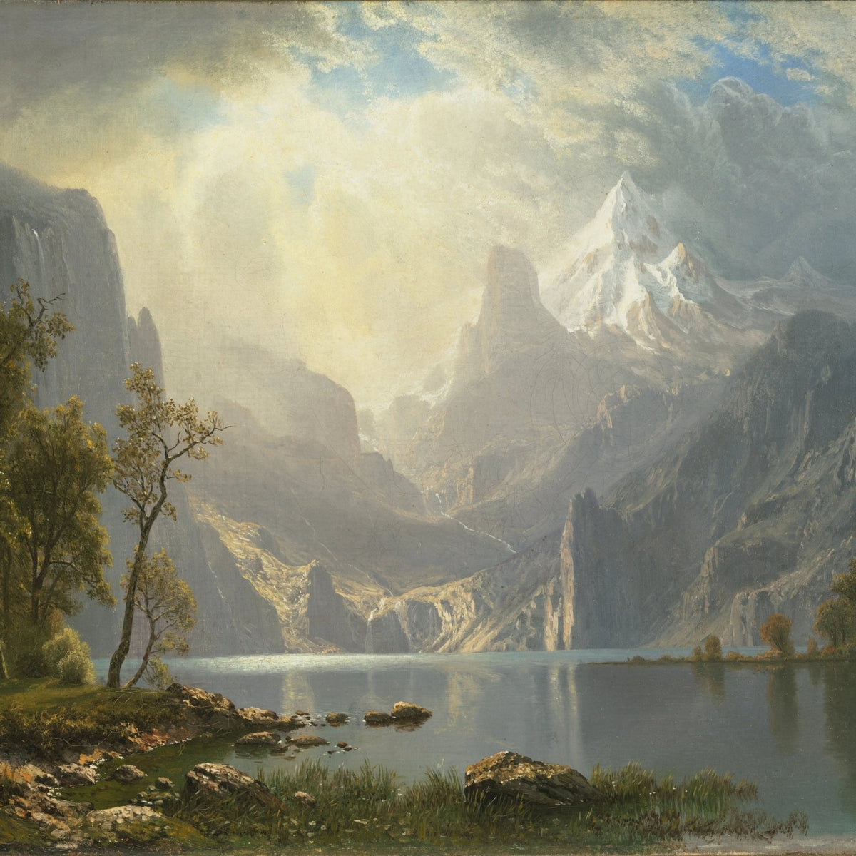 Landscape Oil Painting - Mountain Lake in Soft Light - Oil Painting Haven