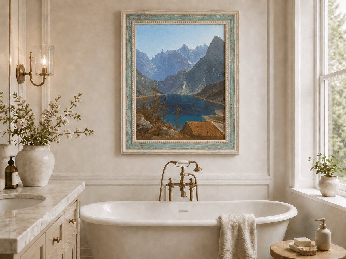 Landscape Oil Painting - Mountain Lake Jagged Peaks & Turquoise