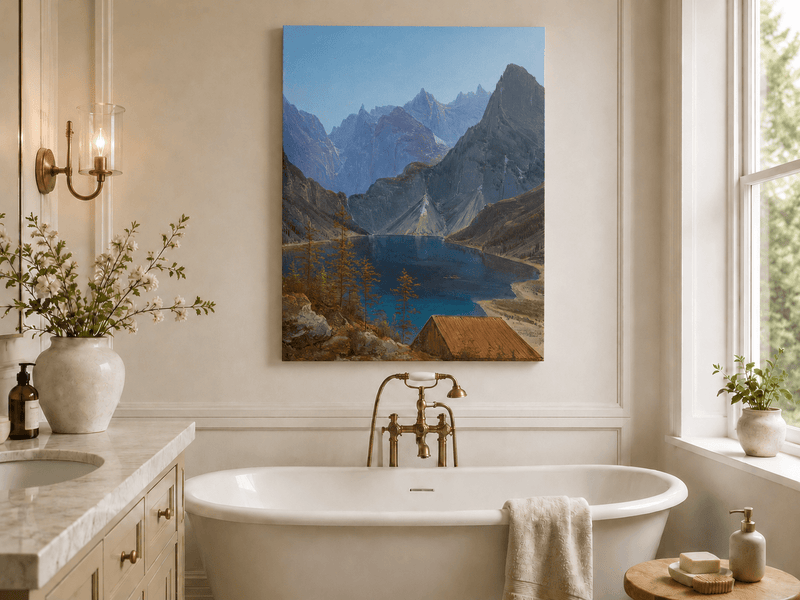 Landscape Oil Painting - Mountain Lake Jagged Peaks & Turquoise