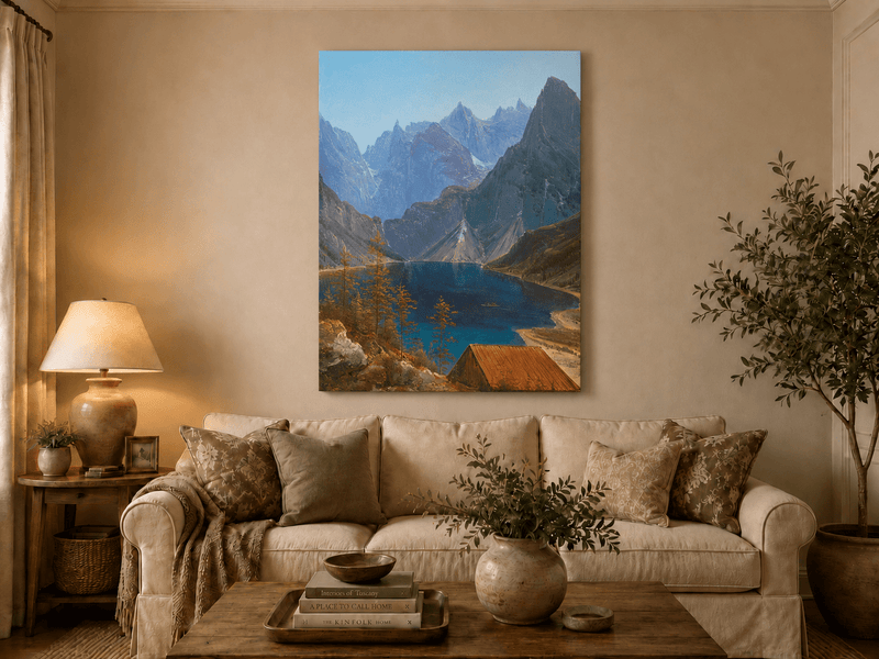 Landscape Oil Painting - Mountain Lake Jagged Peaks & Turquoise