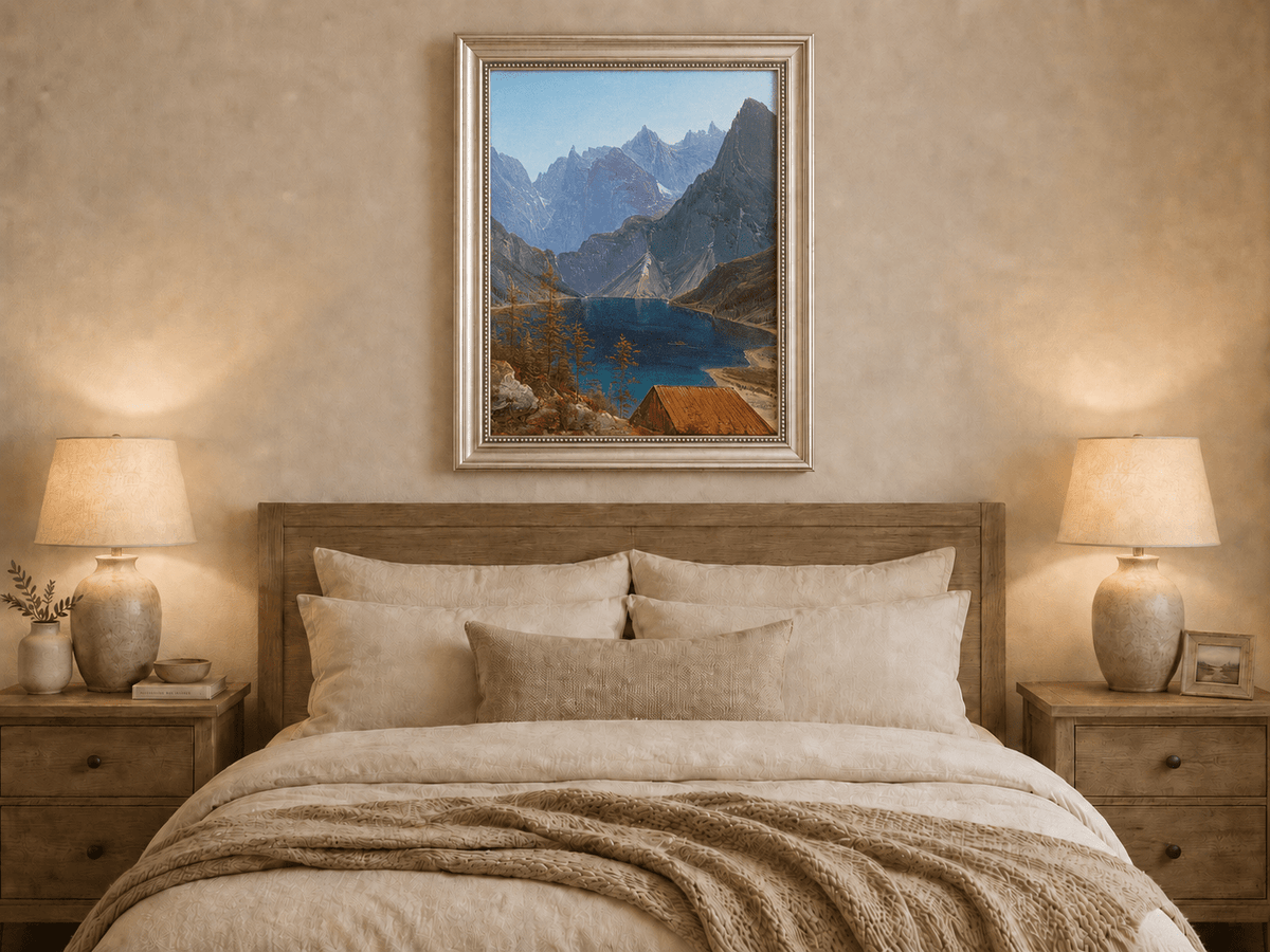 Landscape Oil Painting - Mountain Lake Jagged Peaks & Turquoise