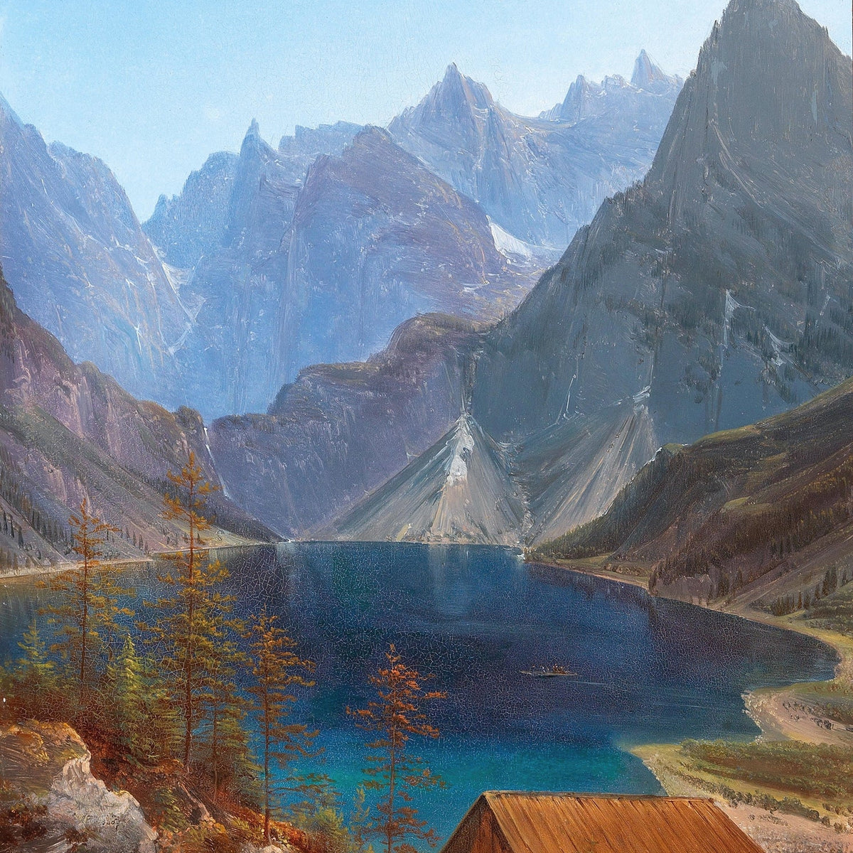 Landscape Oil Painting - mountain lake jagged peaks & turquoise water - Oil Painting Haven