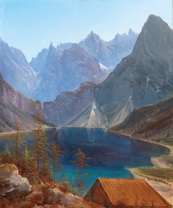 Landscape Oil Painting - mountain lake jagged peaks & turquoise water - Oil Painting Haven