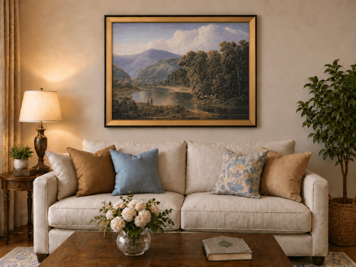 Landscape Oil Painting - Mountain Lake with Forest Reflections