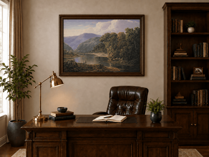 Landscape Oil Painting - Mountain Lake with Forest Reflections