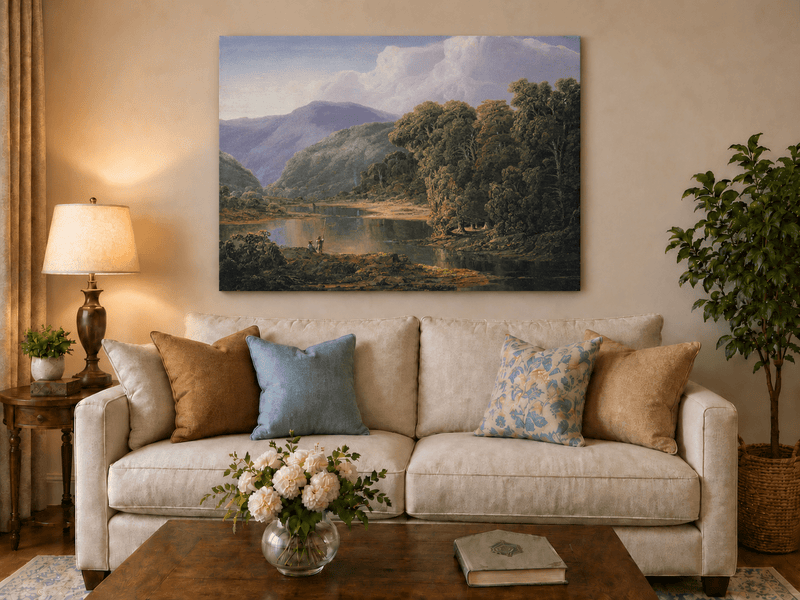 Landscape Oil Painting - Mountain Lake with Forest Reflections