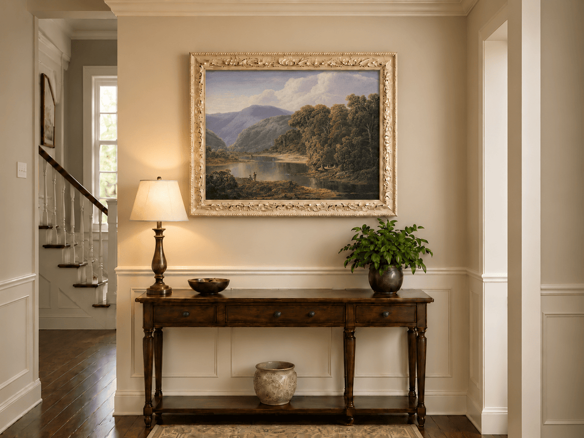 Landscape Oil Painting - Mountain Lake with Forest Reflections