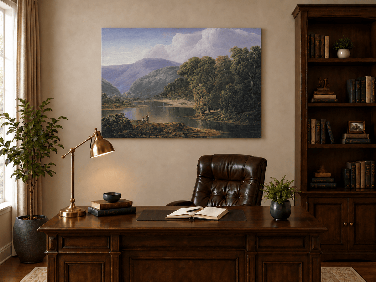 Landscape Oil Painting - Mountain Lake with Forest Reflections