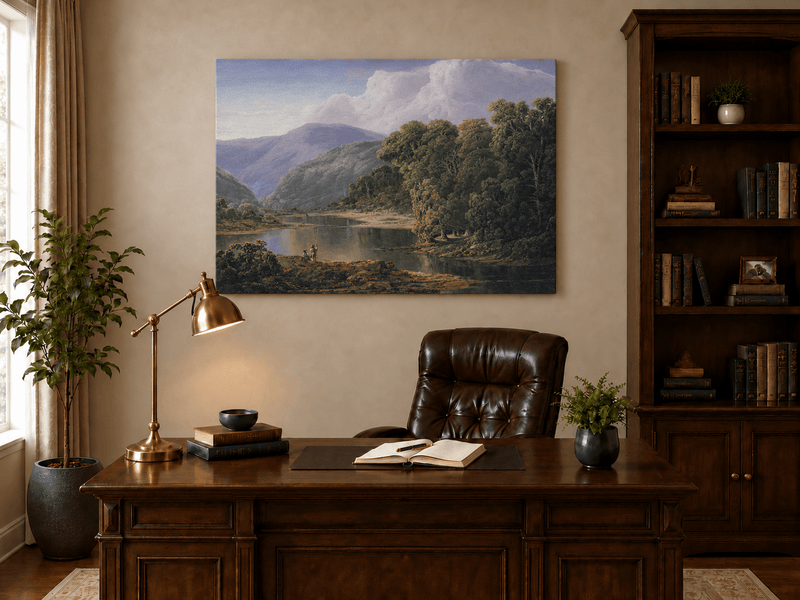 Landscape Oil Painting - Mountain Lake with Forest Reflections