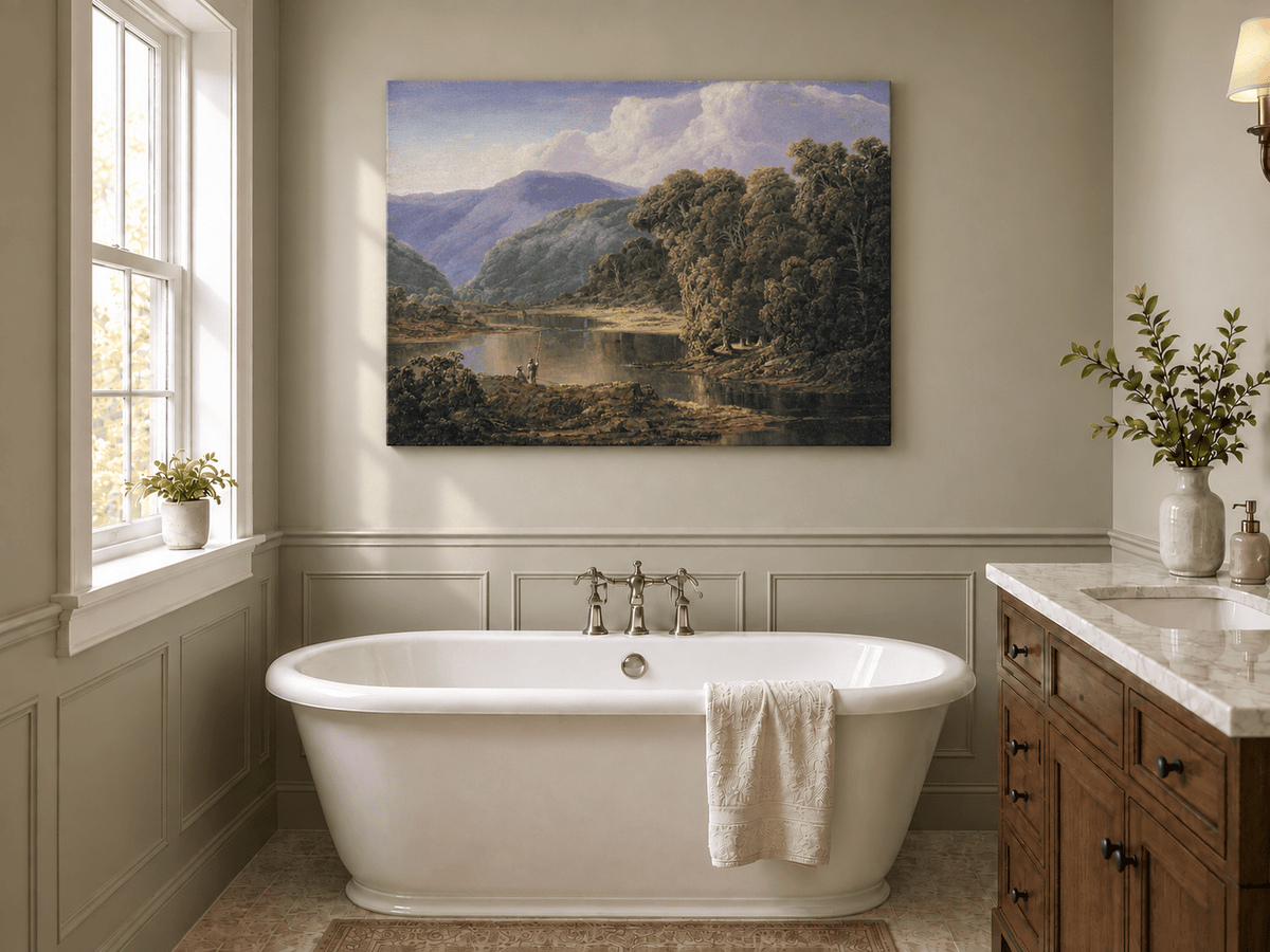 Landscape Oil Painting - Mountain Lake with Forest Reflections