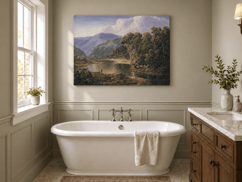 Landscape Oil Painting - Mountain Lake with Forest Reflections