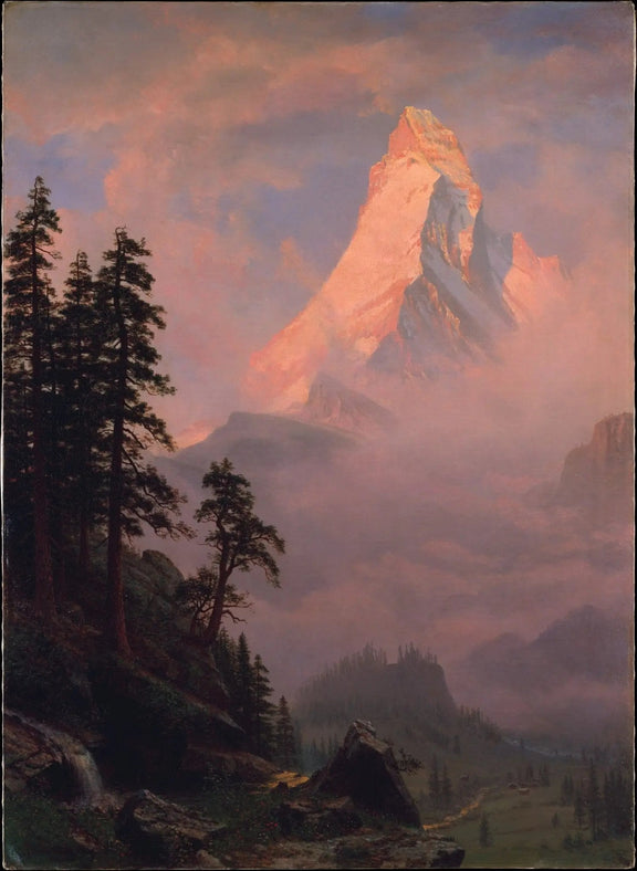 Landscape Oil Painting - Mountain Peak with Forest and Mist Wall Art - Oil Painting Haven