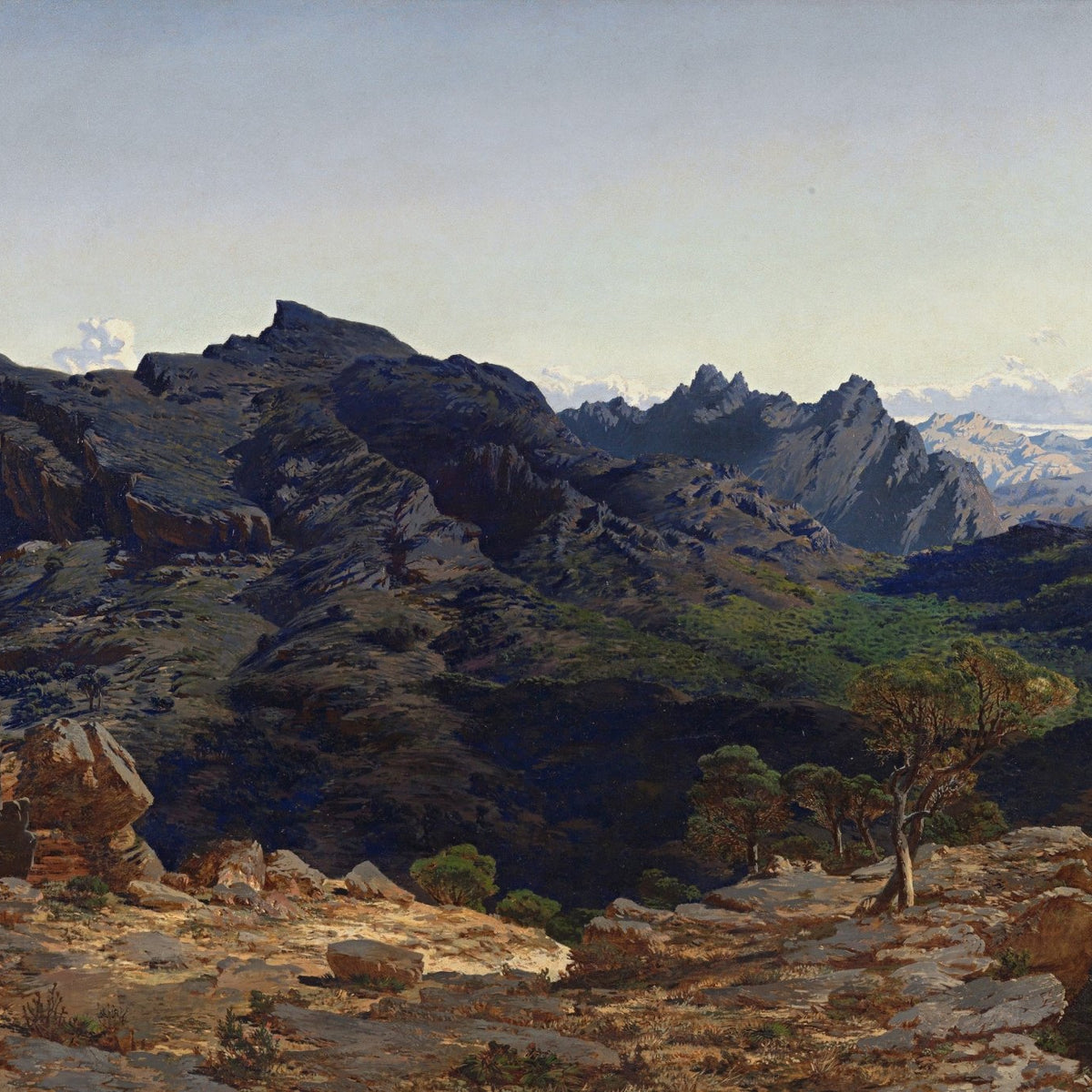 Landscape Oil Painting - Mountain Ridge and Valley View - Oil Painting Haven