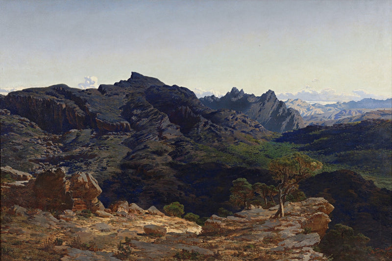 Landscape Oil Painting - Mountain Ridge and Valley View - Oil Painting Haven