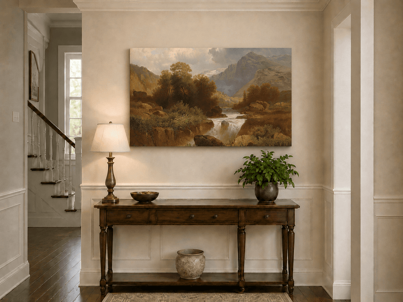 Landscape Oil Painting - Mountain Stream and Canyon