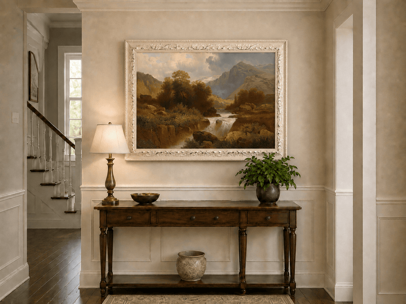 Landscape Oil Painting - Mountain Stream and Canyon