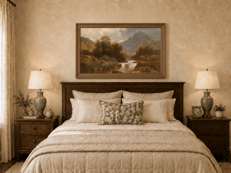 Landscape Oil Painting - Mountain Stream and Canyon