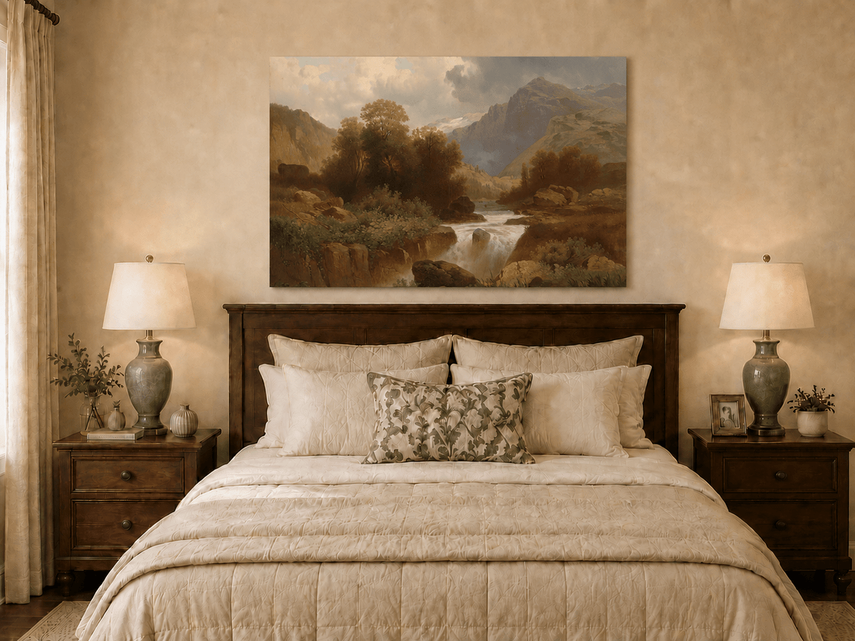 Landscape Oil Painting - Mountain Stream and Canyon