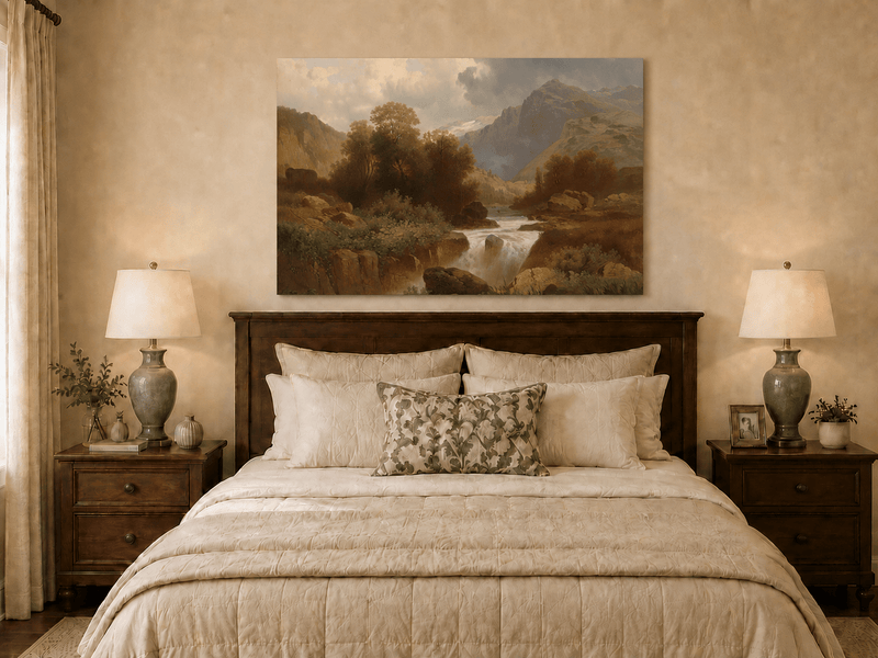 Landscape Oil Painting - Mountain Stream and Canyon