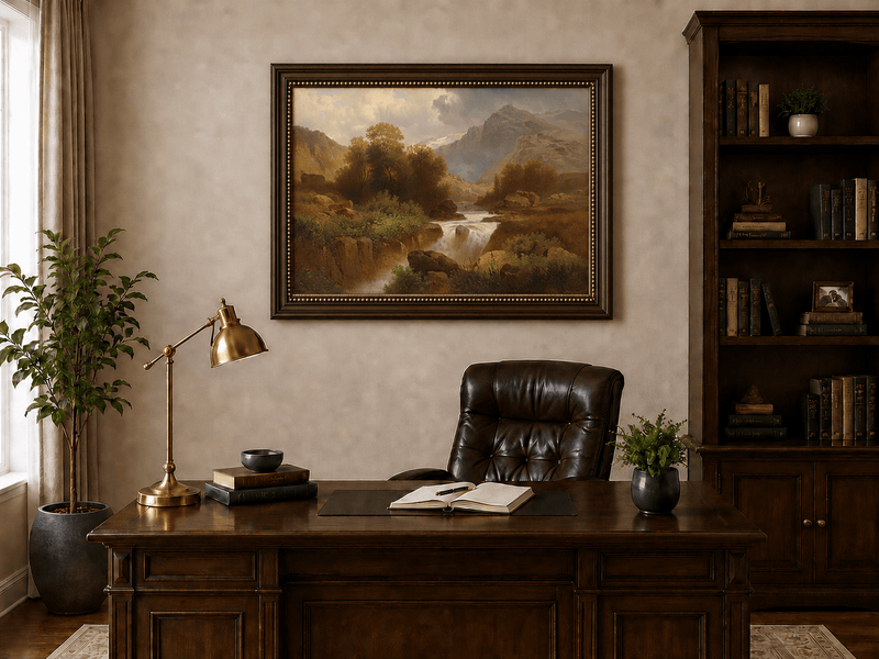 Landscape Oil Painting - Mountain Stream and Canyon