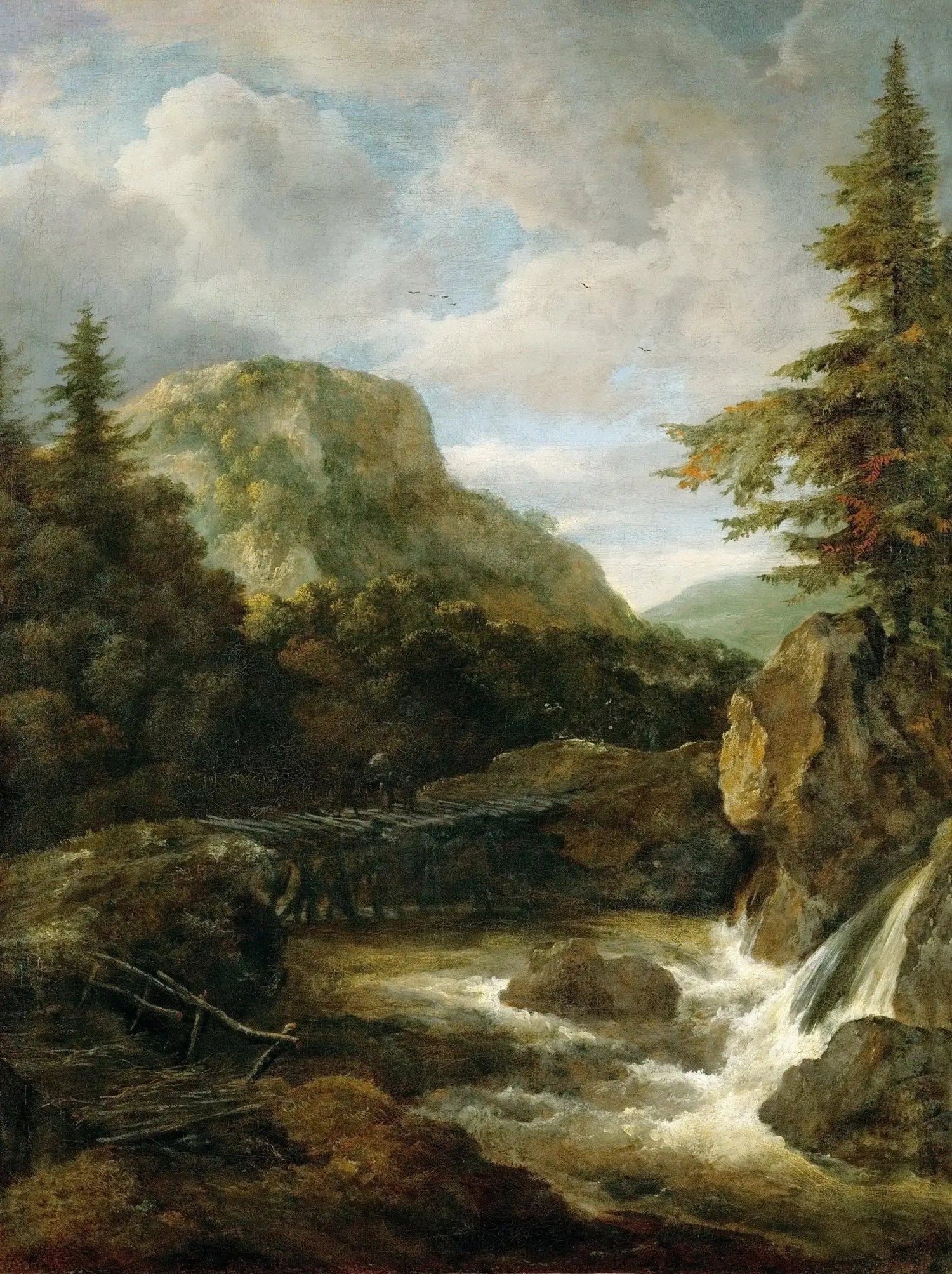 Landscape Oil Painting - Mountain Stream with Bridge - Oil Painting Haven