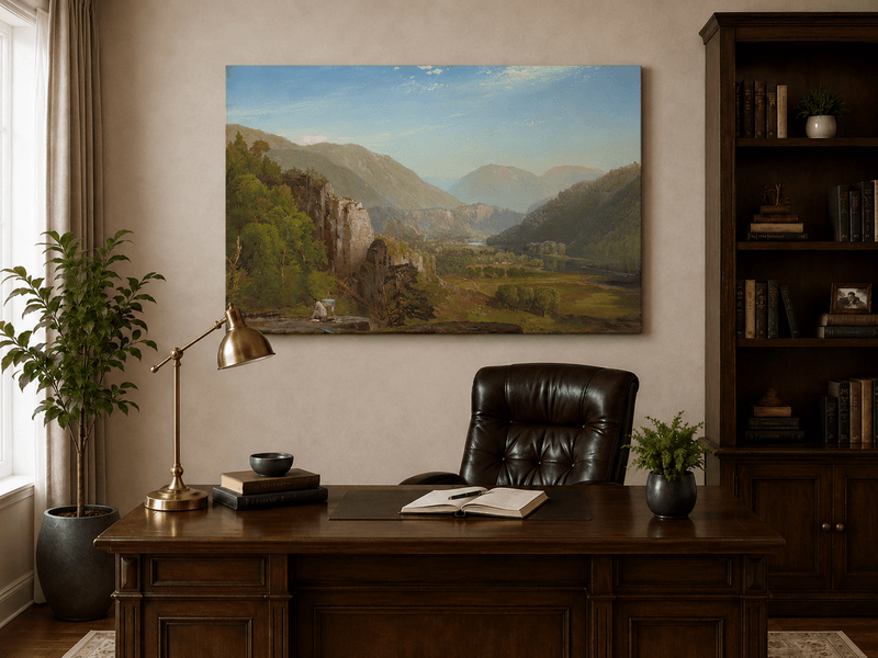 Landscape Oil Painting - Mountain Valley Artist & River
