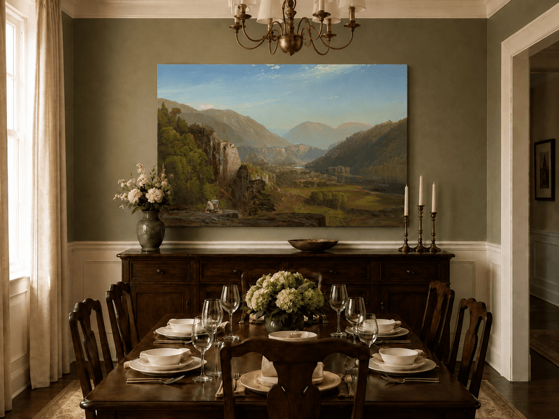 Landscape Oil Painting - Mountain Valley Artist & River
