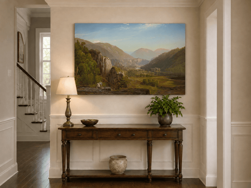 Landscape Oil Painting - Mountain Valley Artist & River