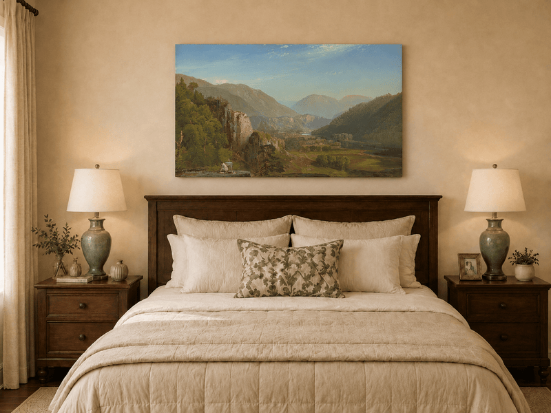 Landscape Oil Painting - Mountain Valley Artist & River