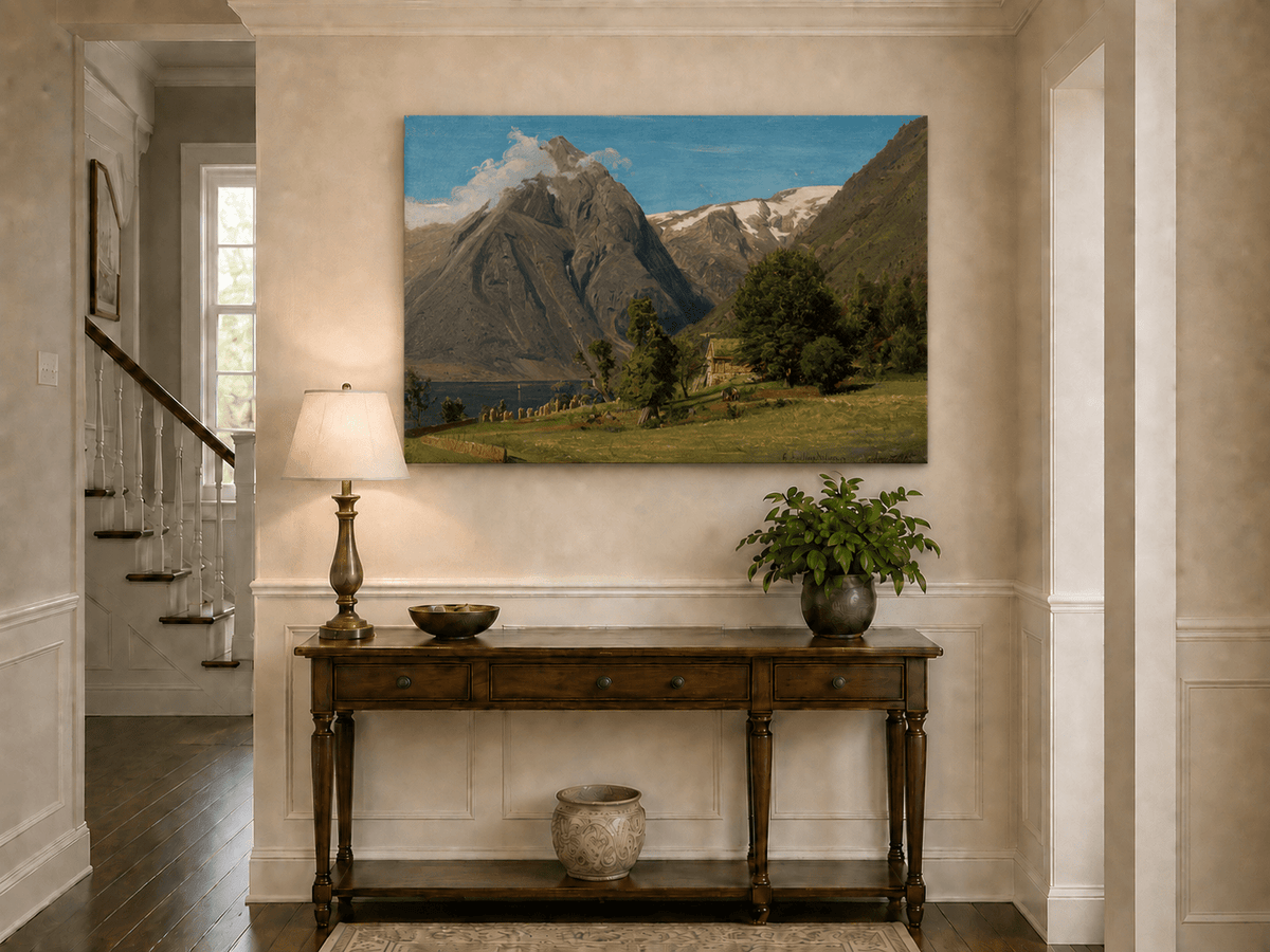 Landscape Oil Painting - Mountain Valley by the Lake