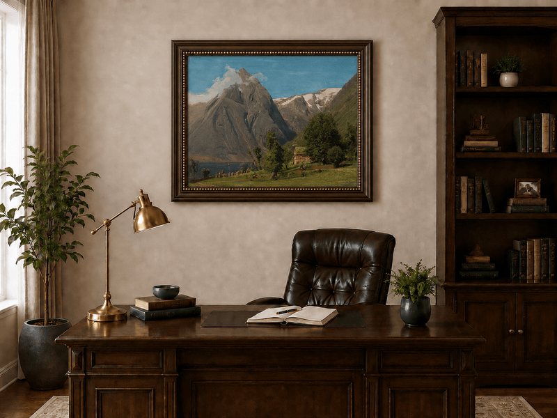 Landscape Oil Painting - Mountain Valley by the Lake