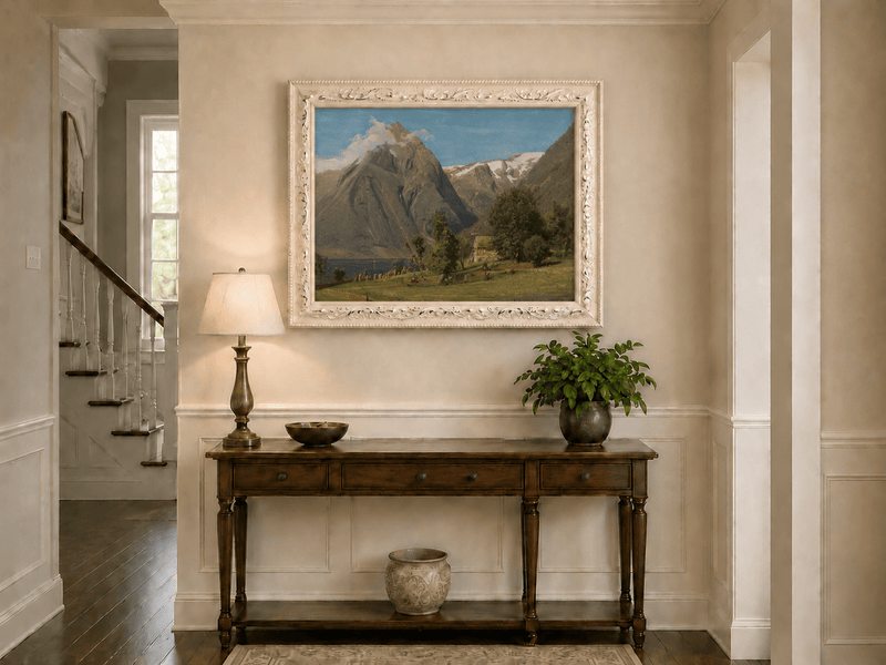 Landscape Oil Painting - Mountain Valley by the Lake