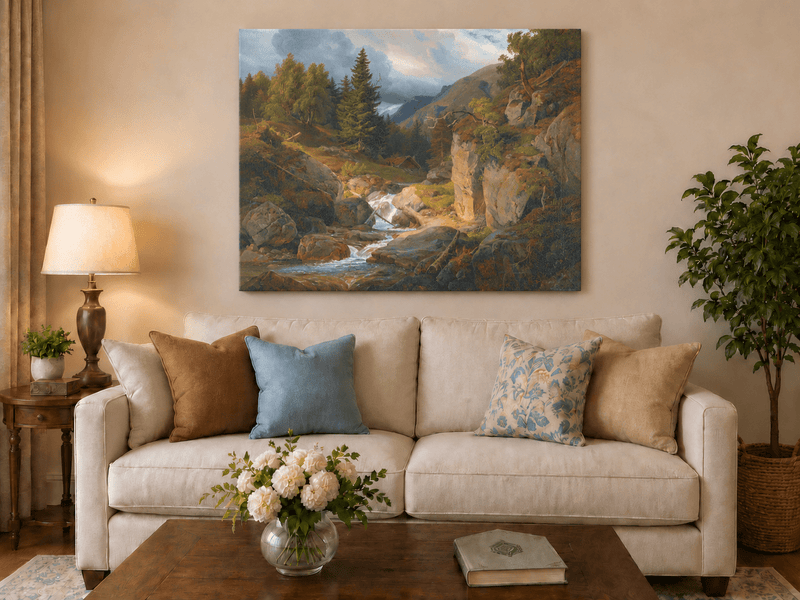 Landscape Oil Painting - Mountain Valley Stream