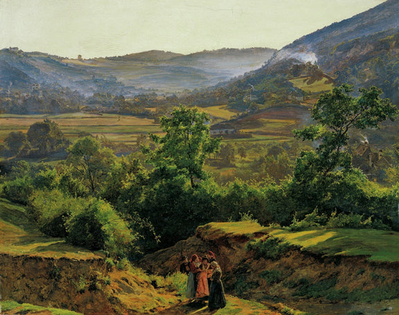 Landscape Oil Painting - Mountain Valley with Village View - Oil Painting Haven