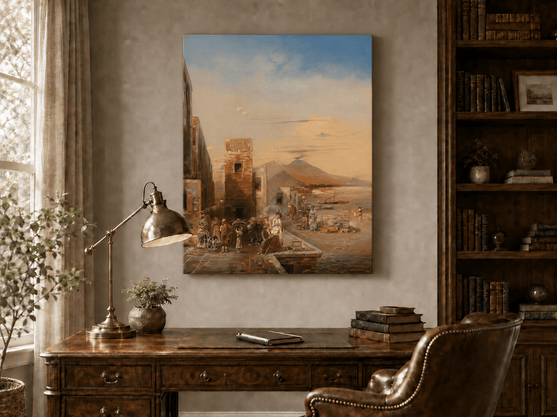Landscape Oil Painting - Naples Waterfront: Vesuvius, Artist