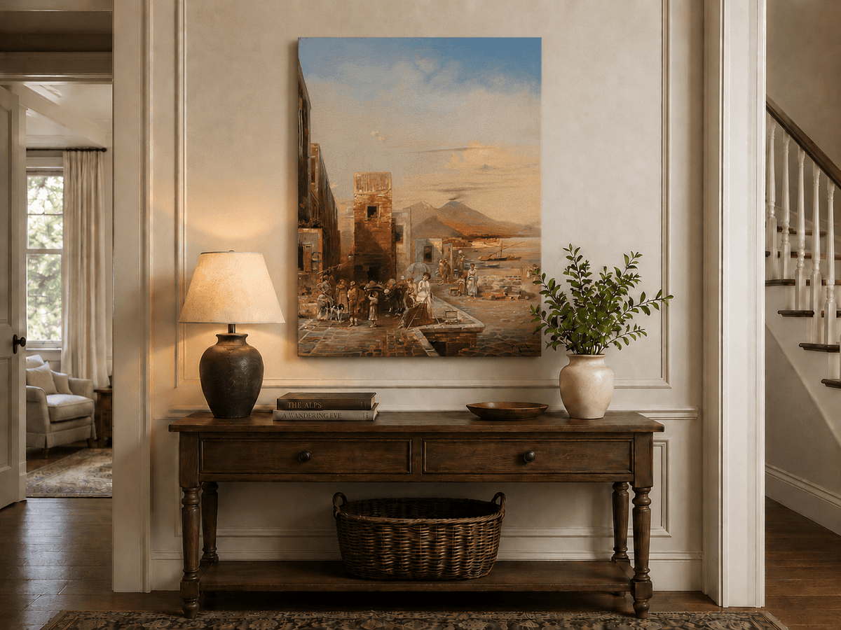 Landscape Oil Painting - Naples Waterfront: Vesuvius, Artist
