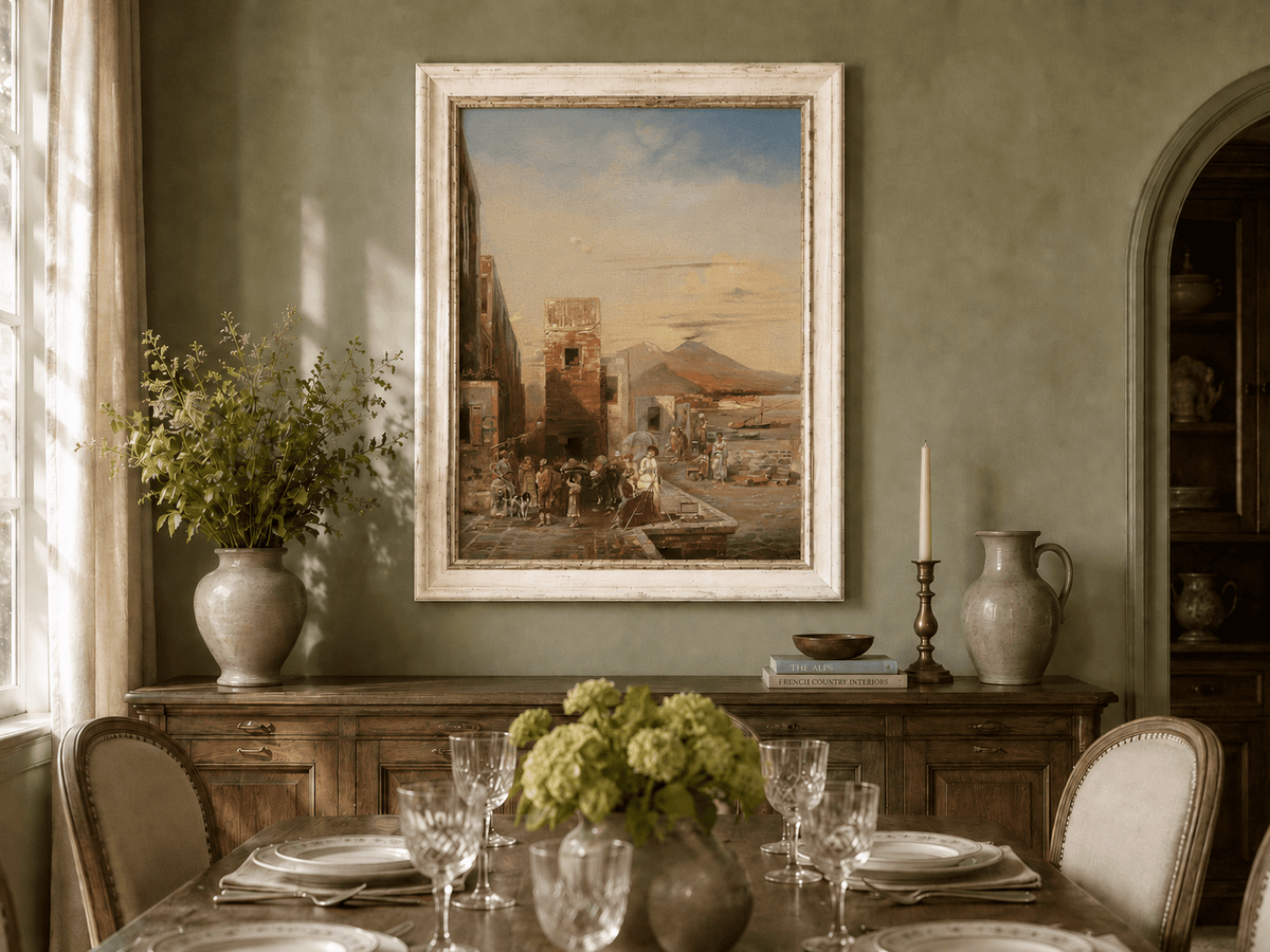 Landscape Oil Painting - Naples Waterfront: Vesuvius, Artist