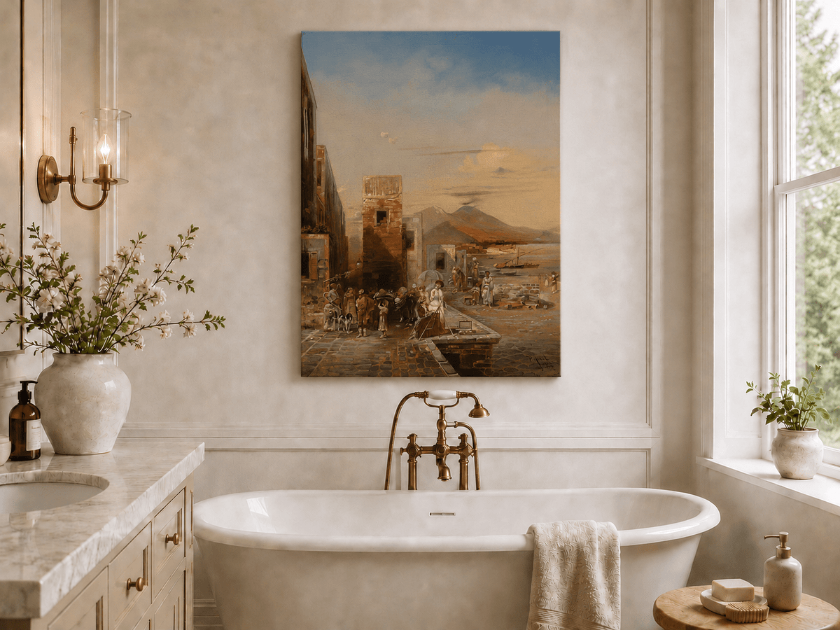 Landscape Oil Painting - Naples Waterfront: Vesuvius, Artist